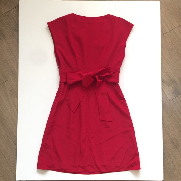 Gianni Bini Red Silk like Back Sash Dress Size 2 - Picture 7 of 8